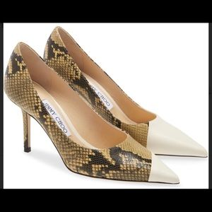 Jimmy Choo Snakeskin and Cream Heels